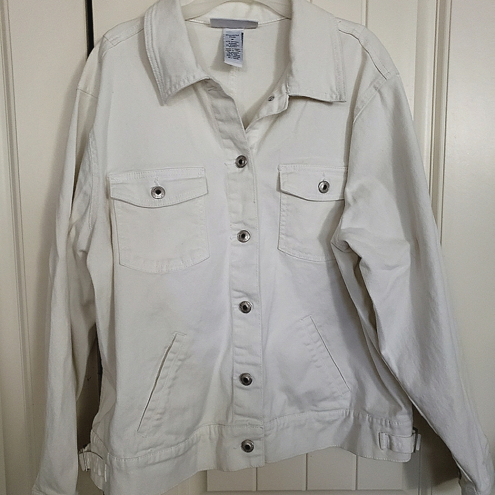 Vintage White Denim Jacket Sag Harbor 1X